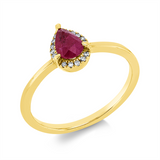 Ring 18 kt GG, 15 Dia. 0,04 ct, TW-si, 1 Rubin 0,45 ct rot