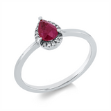 Ring 18 kt WG, 15 Dia. 0,04 ct, TW-si, 1 Rubin 0,45 ct rot