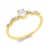 Ring 18 kt GG, 2 Brill. 0,02 ct, TW-si, 2 Brill. 0,03 ct, TW-si, 1 Oval 0,25 ct, TW-si, 4 Brill. 0,03 ct, TW-si