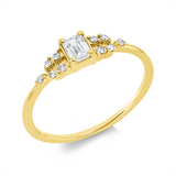 Ring 18 kt GG, 4 Brill. 0,02 ct, TW-si, 1 Sm.schliff 0,25 ct, TW-si, 6 Brill. 0,05 ct, TW-si