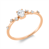 Ring 18 kt RG, 1 Oval 0,25 ct, TW-si, 6 Brill. 0,08 ct, TW-si