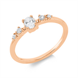 Ring 18 kt RG, 1 Oval 0,25 ct, TW-si, 4 Brill. 0,09 ct, TW-si