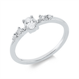 Ring 18 kt WG, 1 Oval 0,25 ct, TW-si, 4 Brill. 0,09 ct, TW-si