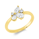 Ring 18 kt GG, 2 Brill. 0,09 ct, TW-si, 3 Tropfen 0,60 ct, TW-si