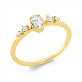Ring 18 kt GG, 2 Brill. 0,06 ct, TW-si, 1 Oval 0,20 ct, TW-si, 2 Brill. 0,03 ct, TW-si