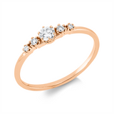 Ring 18 kt RG, 2 Brill. 0,04 ct, TW-si, 1 Brill. 0,14 ct, TW-si, 2 Brill. 0,02 ct, TW-si