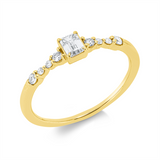 Ring 18 kt GG, 4 Brill. 0,09 ct, TW-si, 1 Sm.schliff 0,20 ct, TW-si, 4 Brill. 0,04 ct, TW-si