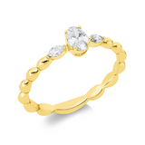 Ring 18 kt GG, 1 Oval 0,25 ct, TW-si, 2 Nav. 0,07 ct, TW-si