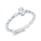 Ring 18 kt WG, 1 Oval 0,24 ct, TW-si, 2 Nav. 0,08 ct, TW-si