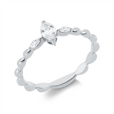 Ring 18 kt WG, 1 Nav. 0,19 ct, TW-si, 2 Nav. 0,06 ct, TW-si