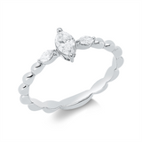 Ring 18 kt WG, 1 Nav. 0,23 ct, TW-si, 2 Nav. 0,08 ct, TW-si