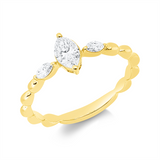 Ring 18 kt GG, 1 Nav. 0,32 ct, TW-si, 2 Nav. 0,11 ct, TW-si