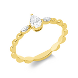 Ring 18 kt GG, 1 Tropfen 0,26 ct, TW-si, 2 Nav. 0,08 ct, TW-si