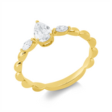 Ring 18 kt GG, 1 Tropfen 0,32 ct, TW-si, 2 Nav. 0,11 ct, TW-si