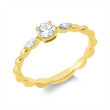 Ring 18 kt GG, 1 Brill. 0,23 ct, TW-si, 2 Nav. 0,07 ct, TW-si