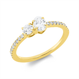 Ring 18 kt GG, 1 Brill. 0,21 ct, TW-si, 1 Oval 0,34 ct, TW-si, 18 Brill. 0,17 ct, TW-si