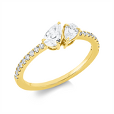 Ring 18 kt GG, 2 Tropfen 0,54 ct, TW-si, 18 Brill. 0,15 ct, TW-si