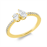Ring 18 kt GG, 1 Oval 0,22 ct, TW-si, 1 Tropfen 0,33 ct, TW-si, 18 Brill. 0,15 ct, TW-si
