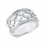 Ring 18 kt WG, 20 Nav. 1,01 ct, TW-vsi, 42 Brill. 0,31 ct, TW-si