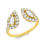 Ring 18 kt GG, 1 Nav. 0,15 ct, TW-vsi, 1 Tropfen 0,19 ct, TW-vsi, 35 Brill. 0,72 ct, TW-si