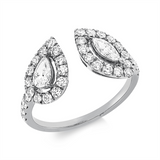 Ring 18 kt WG, 1 Nav. 0,15 ct, TW-vsi, 1 Tropfen 0,19 ct, TW-vsi, 35 Brill. 0,72 ct, TW-si