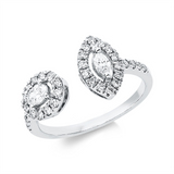 Ring 18 kt WG, 1 Oval 0,09 ct, TW-vsi, 1 Nav. 0,14 ct, TW-vsi, 34 Brill. 0,34 ct, TW-si