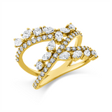 Ring 18 kt GG, 4 Tropfen 0,29 ct, 3 Oval 0,26 ct, 3 Nav. 0,17 ct, TW-vsi, 41 Brill. 0,77 ct, TW-si
