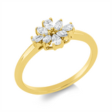 Ring 18 kt GG, 4 Nav. 0,15 ct, TW-vsi, 4 Tropfen 0,18 ct, TW-vsi