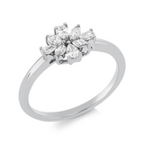 Ring 18 kt WG, 4 Nav. 0,15 ct, TW-vsi, 4 Tropfen 0,18 ct, TW-vsi
