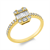 Ring 18 kt GG, 9 Bag. 0,22 ct, TW-vsi, 20 Brill. 0,26 ct, TW-si