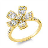 Ring 18 kt GG, 15 Trap. 0,32 ct, TW-vsi, 32 Brill. 0,42 ct, TW-si
