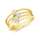 Ring 18 kt GG, 1 Nav. 0,10 ct, TW-si, 1 Princ. 0,10 ct, TW-si, 1 Oval 0,11 ct, TW-si, 1 Brill. 0,05 ct, TW-si