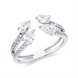 Ring 18 kt WG, 2 Oval 0,36 ct, W-vsi, 2 Tropfen 0,50 ct, W-vsi, 26 Brill. 0,20 ct, TW-si