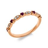 Ring 18 kt RG, 8 Brill. 0,07 ct, TW-si, 5 Rubine 0,16 ct rot