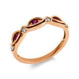 Ring 18 kt RG, 4 Brill. 0,07 ct, TW-si, 3 Rubine 0,11 ct rot