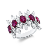 Ring 18 kt WG, IGI78J0350324, 18 Nav. 1,75 ct, F-vvs/vs, 4 Brill. 0,19 ct, F-vvs/vs, 5 Rubine 2,37 ct rot