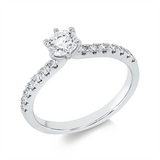 Ring 18 kt WG, GIA1528414778, 14 Brill. 0,26 ct, TW-si, 1 Brill. 0,50 ct, E-si