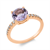 Ring 18 kt RG, 12 Brill. 0,19 ct, TW-si, 1 Amethyst 1,67 ct pink