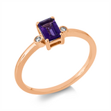 Ring 18 kt RG, 2 Brill. 0,02 ct, TW-si, 1 Amethyst 0,50 ct lila