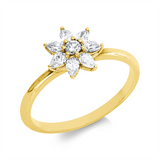 Ring 18 kt GG, 7 Tropfen 0,35 ct, TW-si, 1 Brill. 0,06 ct, TW-si