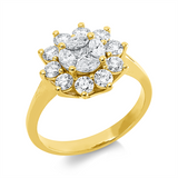Ring 18 kt GG, 10 Brill. 0,90 ct, TW-si, 4 Nav. 0,41 ct, TW-si, 1 Princ. 0,13 ct, TW-si