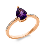 Ring 18 kt RG, 20 Brill. 0,08 ct, TW-si, 1 Amethyst 0,95 ct grün