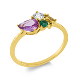 Ring 18 kt GG, 1 Brill. 0,20 ct, TW-si, 1 Sapp 0,23 ct gelb, 1 Sapp 0,61 ct pink, 1 Smaragd 0,07 ct grün