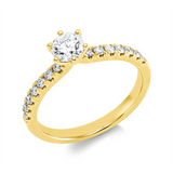 Ring 18 kt GG, GIA 5191326955, 1 Brill. 0,50 ct, W-si, 14 Brill. 0,27 ct, TW-si