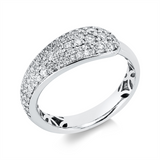 Ring 18 kt WG, 13 Brill. 0,20 ct, F-si, 4 Brill. 0,12 ct, F-si, 52 Brill. 0,28 ct, F-si