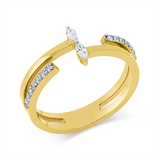 Ring 18 kt GG+WG, 2 Nav. 0,06 ct, F-vsi, 14 Brill. 0,11 ct, F-si