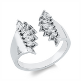 Ring 18 kt WG, 2 Nav. 0,14 ct, F-vsi, 12 Nav. 0,38 ct, F-vsi