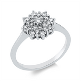 Ring 18 kt WG, 1 Brill. 0,05 ct, F-si, 24 Brill. 0,37 ct, F-si