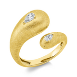 Ring 18 kt GG, mattiert, 1 Tropfen 0,20 ct, TW-si, 1 Tropfen 0,09 ct, TW-si