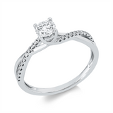 Ring 18 kt WG, 1 Brill. 0,36 ct, TW-vsi/si, 22 Brill. 0,10 ct, TW-si